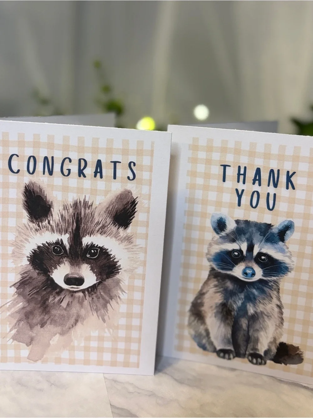 12 Woodland Raccoon Greeting Cards 4x6 Blank Inside with Envelopes Gift Set